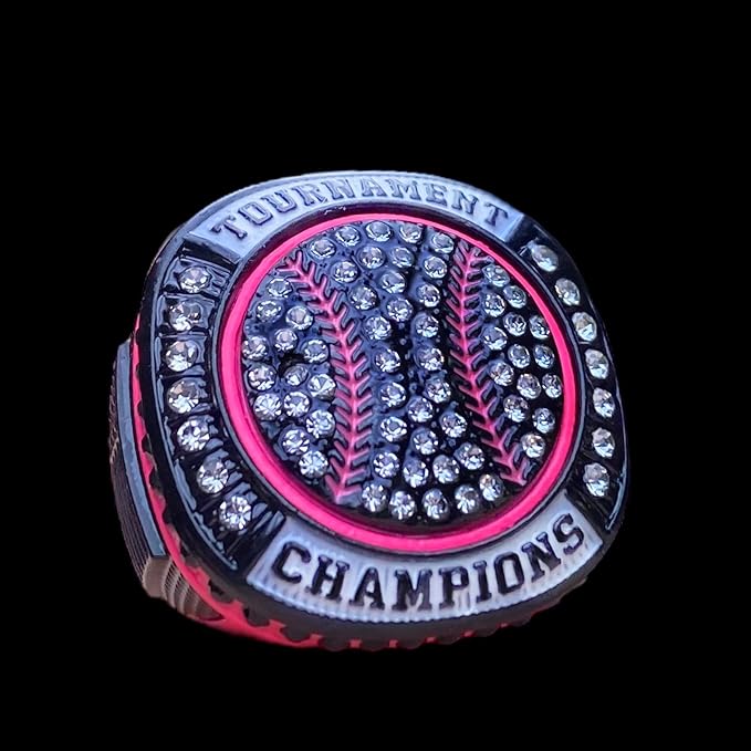 Legacy Rings 1 or 12 Pack Bright Pink Softball Baseball Championship Trophy Ring Women's Award for Tournament Champion or Finalist
