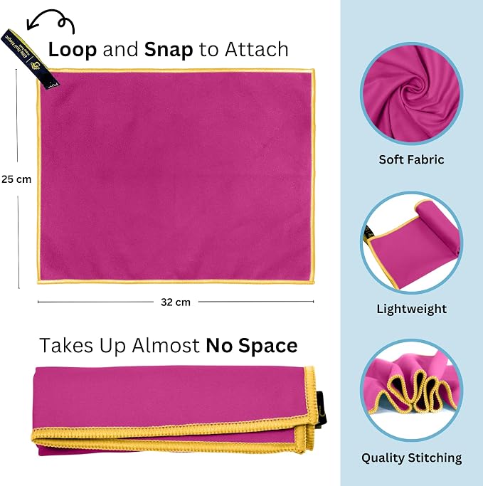 Elite Tail Magic -4 Pack - Lightweight Soft Compact Travel Towel | Quick Drying Backpacking Towel Ultralight with Loop Strap | Sport and Gym Microfiber Face Cloth Yoga | Small 12.5 x 9.9 inches