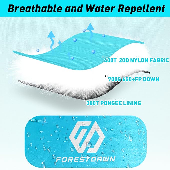 32/15 Degree F Down Sleeping Bag, 550/650 Down Fill Power Cold-Weather Mummy Sleeping Bag for Adults, Ultralight 4 Season Camping, Hiking, Backpacking