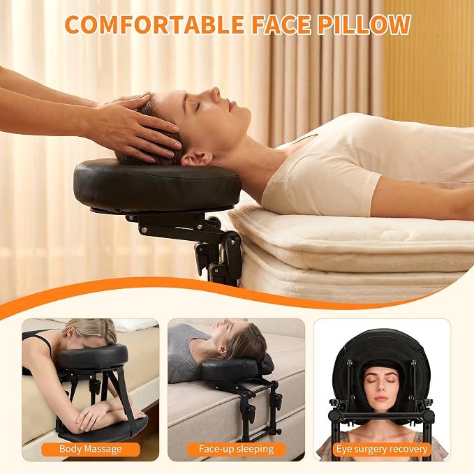 Massage Headrest for Bed, Adjustable Massage Table Face Cradle at Home, Face Down Pillow After Eye Surgery, Massage Table Head Rest Kit for Sleeping Mattress