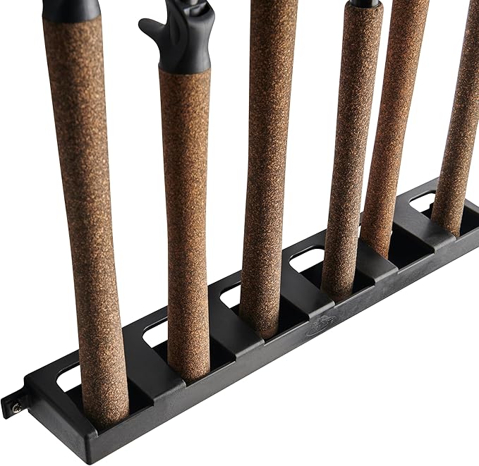Berkley Vertical Fishing Rod Rack, Stores 6 Rods, Black, Soft Foam Grip Pads Protect Rod Finishes, Durable Construction, Easy to Mount with Common Tools