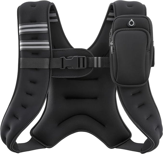 ZELUS Weighted Vest, 6lb/8lb/12lb/16lb/20lb/25lb/30lb Weight Vest with Reflective Stripe for Workout, Strength Training, Running, Fitness, Muscle Building, Weight Loss, Weightlifting