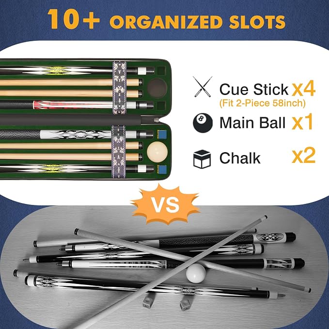 PEKREWS 1x1 Soft Cue Bag Red & 4x4 Hard Pool Cue Case Blue Set