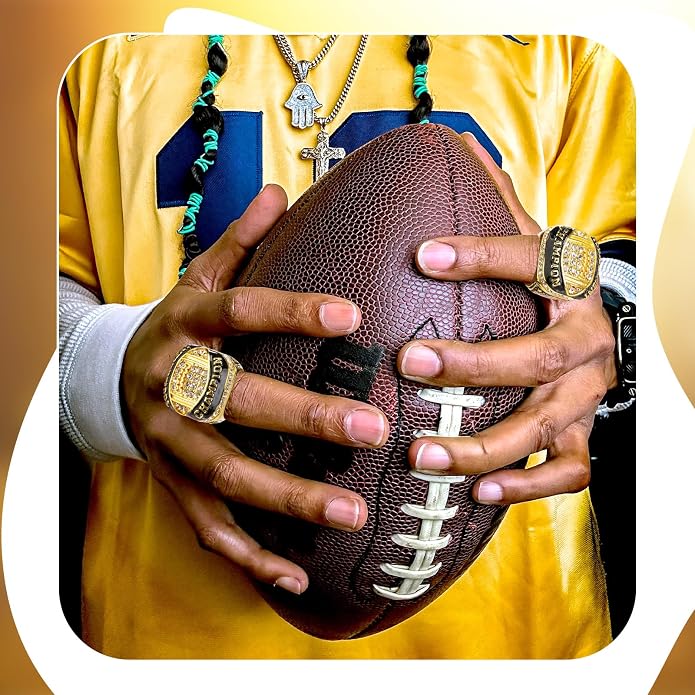 Misdary Soccer Baseball Basketball Championship Rings with Holder Most Valuable Player Trophy Gold Ring Award Gift Team Prize for Football Tournament Winner