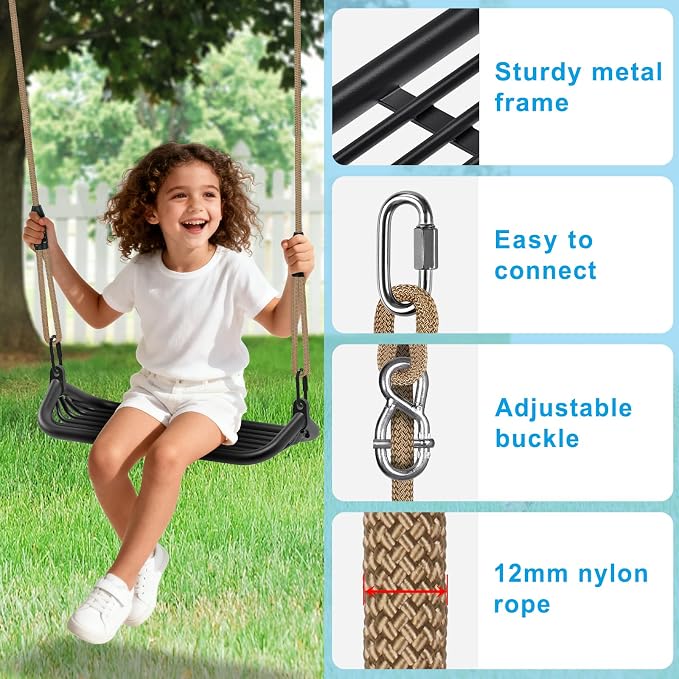 Dolibest Heavy Duty Swing Set Kit – Reinforced A-Frame Brackets & 4 Hangers, DIY Swing Set Hardware Kit for Backyard Garden