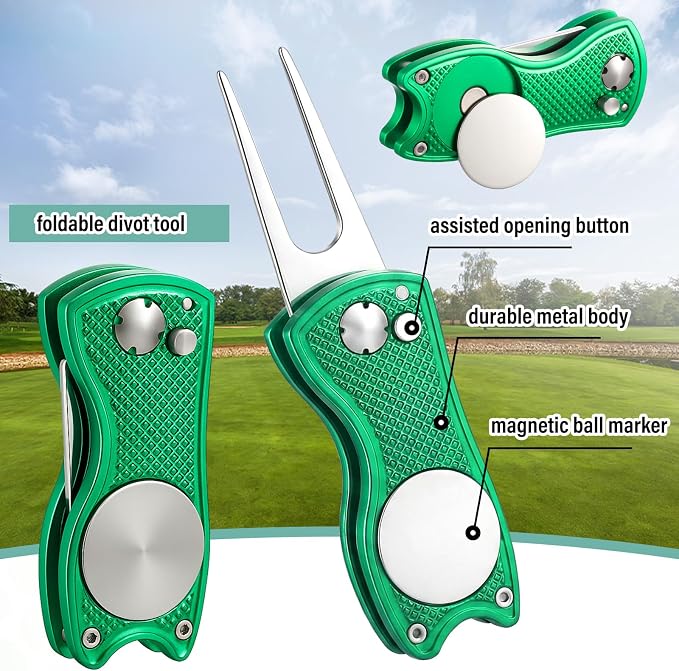 Liliful 12 Pcs Golf Accessories Kit, Include Golf Ball Bag with Hook Towel Tees Magnetic Ball Marker Divot Tool Cleaner Brush for Women Man Gifts