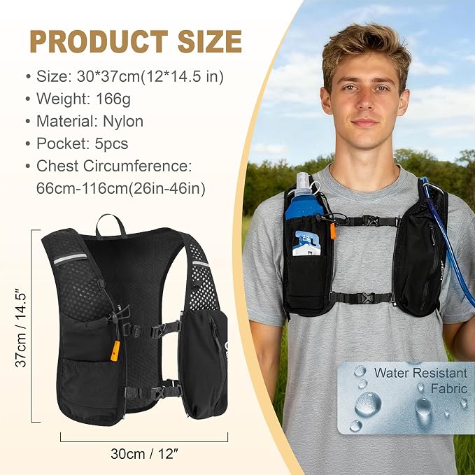Running Vest for Women Men Adjustable Running Hydration Vest with Phone Holder Reflective Strips for Marathon Hiking Cycling