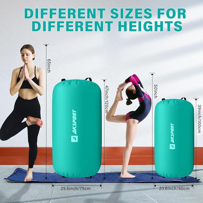 AKSPORT Air Roller Gymnastics Air Barrel for Backbends and Back Handsprings Exercise Training with Electric Air Pump for Home Use/Yoga/Cheerleading/Tumbling/Back Walkovers