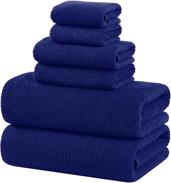 Extra Large Bath Sheets Set 6-Piece, 2 Bath Towels 40x80 Inches, 2 Hand Towels, 2 Washcloths, Soft Absorbent Quick Dry Microfiber Towels for Bathroom Beach Pool Gym Spa,Navy Blue