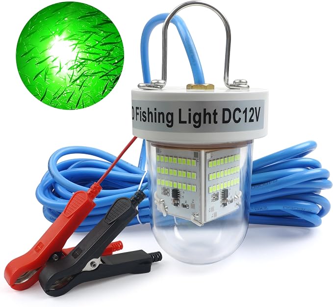 AGOOL Underwater Green Fishing Light Super Bright 80W 40000 Lumens 12V LED Deep Drop Night Fishing Light Submersible Fishing Bait Finder Shrimping Lights for Snook Crappie Shrimp Squid Fish