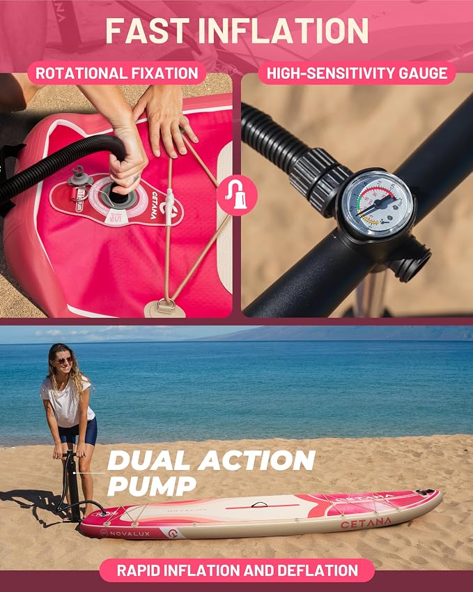 CETANA Extra Wide Inflatable Paddle Board 11'6 x 35" x 6", 450LB High Weight Capacity Wide Stable Stand Up Paddle Board for Beginners, 2–3 Person Large Paddleboard with 3 Fins, Dual Bungee, 15 D Rings