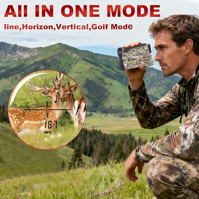 Precision Laser Rangefinder for Golf & Hunting, 800/1000/1300 m Range, 6X Magnification, Flagstick Locking with Flash Prompt, Slope Compensation & Angle Measurement, 0.3s Fast Measurement