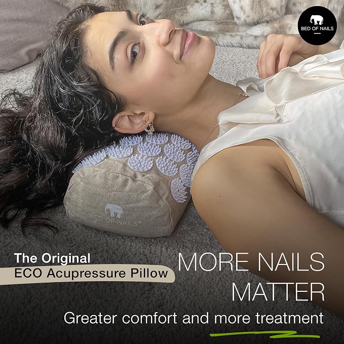 Bed of Nails ECO Pillow Original Acupressure Mat Design with 2142 Precision Nails, 15 x 6 x 4"