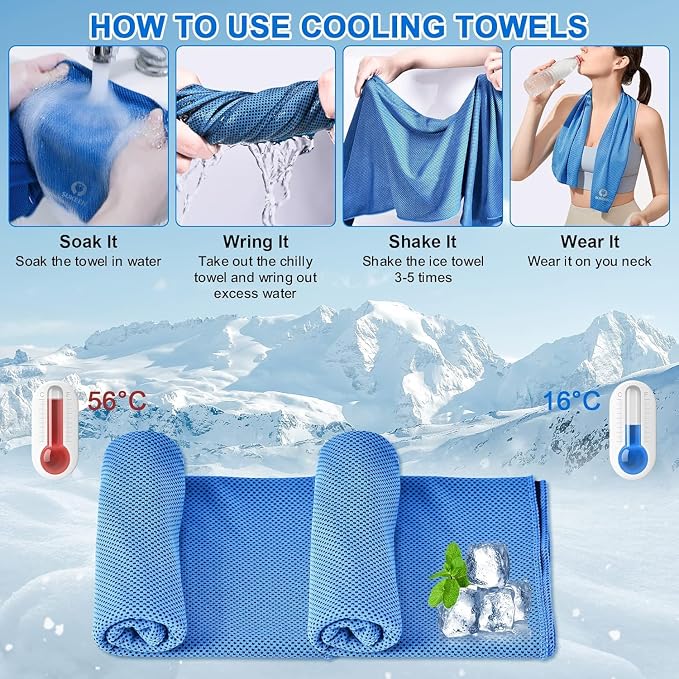 Sukeen Cooling Towel 20 Pack (40"x12") Ice Towel,Bulk Breathable Chilly Twoles,Microfiber Towel for Neck Face for Yoga,Sport,Running,Gym,Workout,Camping,Fitness,Travel & More Activities, Sky Blue