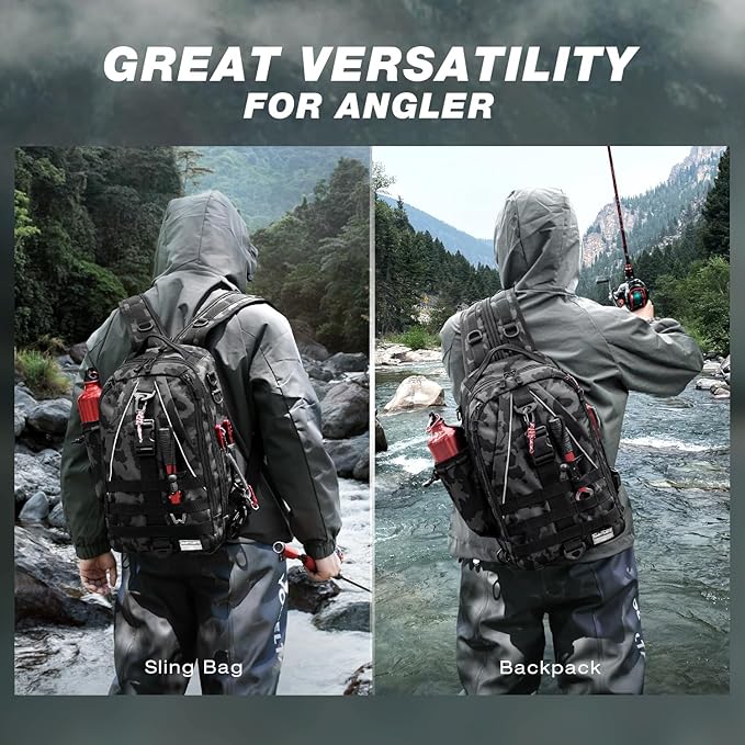 Ghosthorn Fishing Backpack Waterproof Tackle Bag Sling Bag Gift
