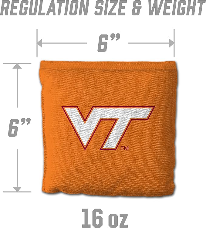 YouTheFan Officially-Licensed NCAA Set of 8 Cornhole Bags - All Weather Dual Sided Slide & Stop - Regulation Size with Carry case