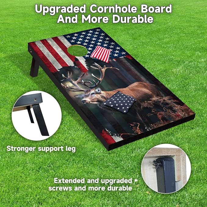 Cornhole Board Set 4x2 Regulation Size Cornhole Set with Carrying Bags & 8 Bean Bags Corn Hole Boards Bean Toss Game for Adults Family Outdoor Lawn Outside Backyard Games