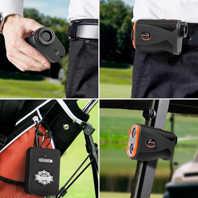 VISIOGEAR Golf Rangefinder with Slope, 1200 Yards Laser Range Finder for Golfer, 7X Magnification Range Finder Rechargeable Golf Accessories for Men, Flag Pole Locking Vibration