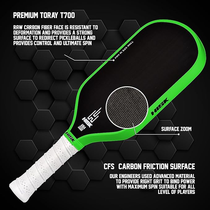 RAV PRO Pickleball Paddle - Ultimate HIGH END 16mm Japanese Toray T700 Raw Carbon Fiber CFS w/Excellent GRIT Roughness Texture, Aero Dynamic Curve, USAPA Approved, Non Slip Grip