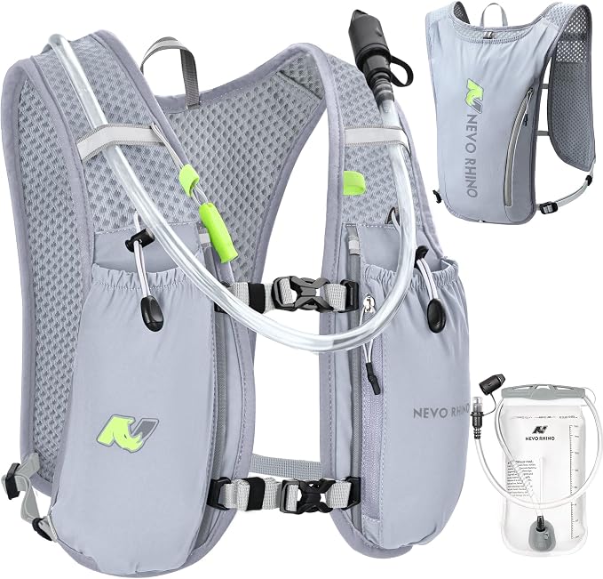 N NEVO RHINO Running Vest,Hydration Vest 5L with 1.5L Water Bladder,Lightweight Hydration Pack Water Backpack for Hiking Race