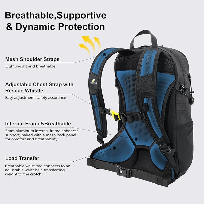 N NEVO RHINO 20L Hiking Internal Frame Backpack for Men Women, Small Travel Backpack Waterproof Backpack with Rain Cover