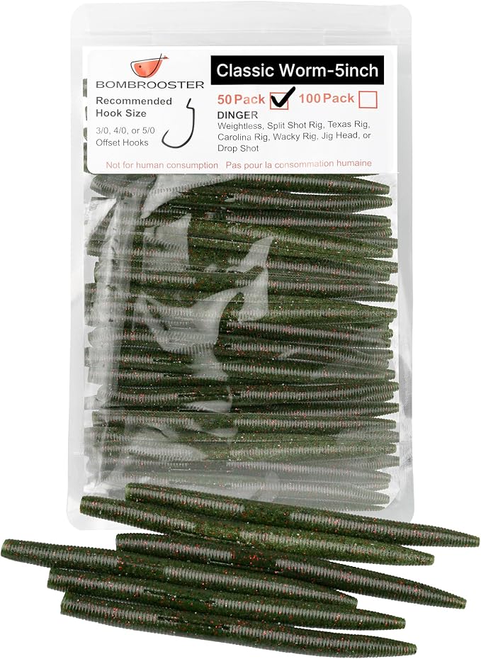 4"/5" Senko Worms Kit, Salt Impregnated Soft Plastic Lures | 30/50/78/100 Wacky Worms for Bass Fishing, Freshwater & Saltwater Applications,Artificial fishing bait
