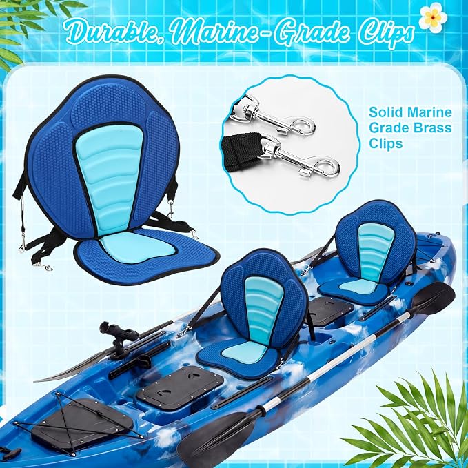 Vinsot Kayak Seat Cushion Universal Paddle Board Seat with Back Support Adjustable Non Slip Boat Chair Seats with 4 Straps and Storage Bag for Kayak Boat Sup Canoe