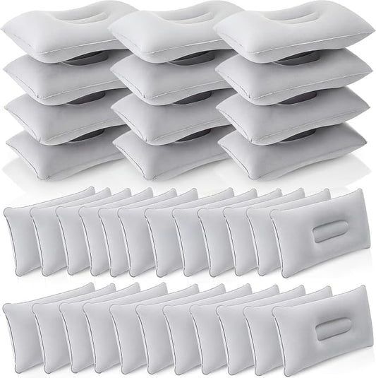 Geelin 36 Pack Inflatable Pillows for Camping Travel Beach Vacation Sand Squared Flocked Soft Fabric Backpacking Ultralight Pillows for Office Sleeping Neck Head Lumbar Support (Grey)