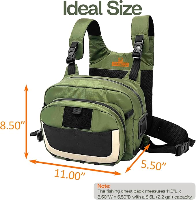 Whitewater Fly Fishing Chest Pack - Versatile Chest Bag for Fishing with Magnetic Front Pocket, Multiple Storage Compartments, and Adjustable Straps - Fly Fishing Backpack and Chest Tackle Bag
