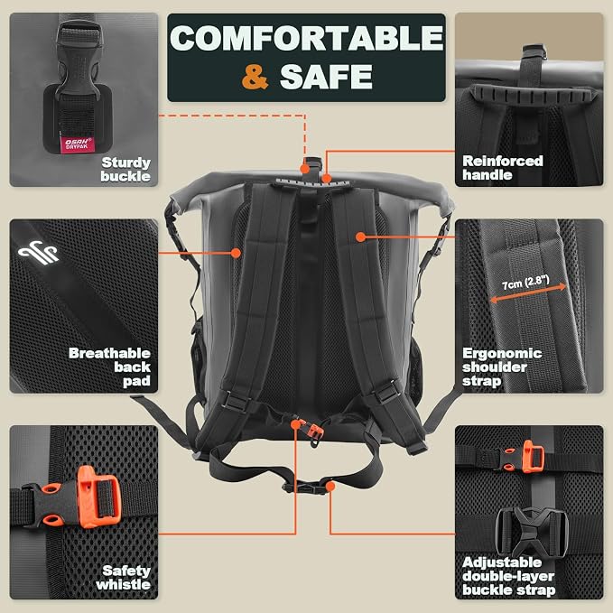 OSAH DRYPAK Waterproof Backpack Dry Bag 35L/55L/85L – Heavy Duty Roll-Top Hiking Backpack for Travel, Kayaking, Boating, Camping, Rafting and Fishing