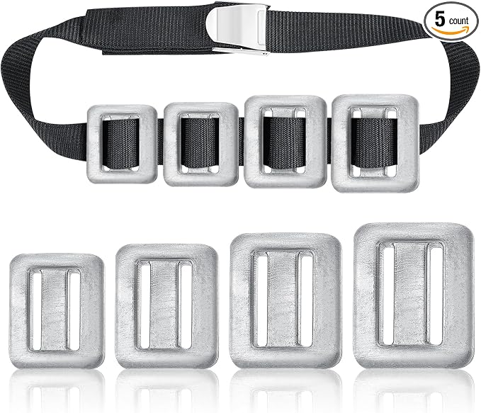 Tellegloww 4 Pcs Dive Weights for Scuba with 1 Pcs Scuba Diving Weight Belt Set Scuba Weights Nylon Long Scuba Weight Belt with Metal Quick Release Buckle for Summer Free Diving Spearfishing