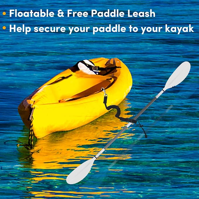 Kayak Paddle,88in 4 Pieces Boat Oars Kayak Paddles,Heavy Duty Aluminum Alloy Shaft Float Lightweight Detachable Adjustable Fishing Kayak Paddle for Adults with Paddle Leash(8 Color ，1Pack,2Pack)