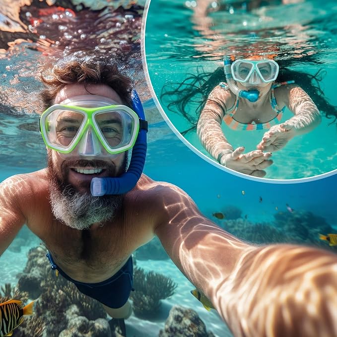 Fabbay 6 Pcs Adult Youth Swim Goggles with Nose Cover Elastic Strap Anti Fog Waterproof Snorkel Wide View Diving Swim Mask