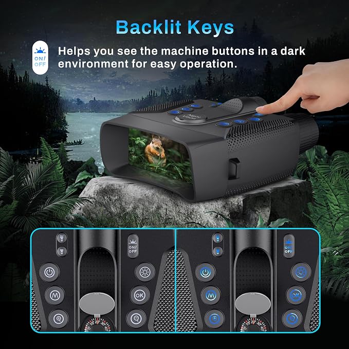 Night Vision Goggles, 1968FT Infrared Night Vision Binoculars with 5000mAh Rechargeable Battery, 64G Card for 58MP Images & 4K Video, 4" HD Screen, 5X Dightal Zoom for Camping Hunting