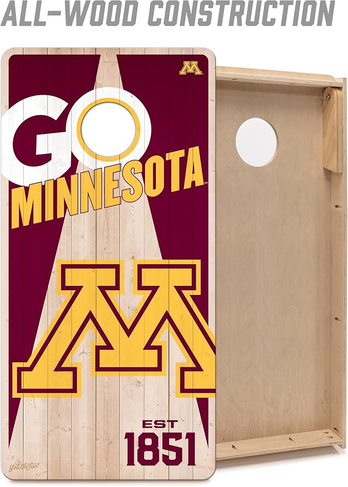 YouTheFan NCAA 2’ x 4’ Professional Wood Cornhole Game