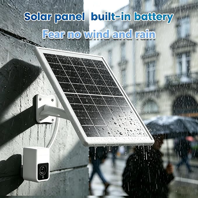 8W Solar Panel with 12000mAh Battery, 5V/12V USB C & DC Dual Output, IP65 Waterproof Solar Charger, Solar Panel for Security Camera, Trail Camera, Video Doorbell