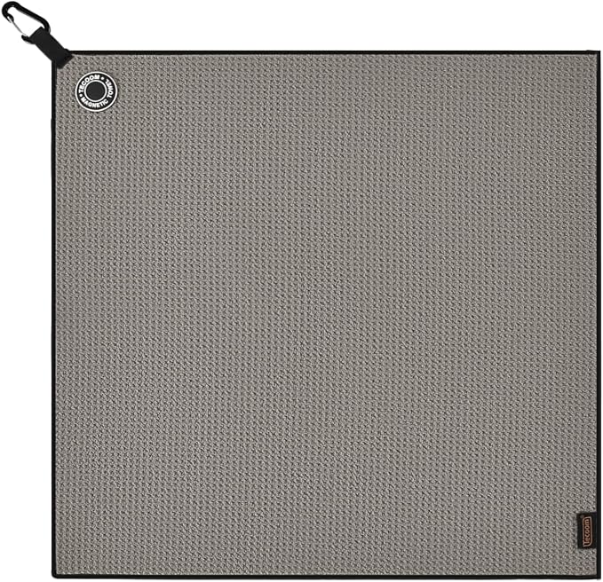 Tecoom Magnetic Golf Towel, Premium Ultra Absorbent Waffle Microfiber, Double-Stitched Edging, Strong Magnet for Golf Carts, Bags and Clubs, 18"x18" Portable Golf Accessories, Gift for Men Women