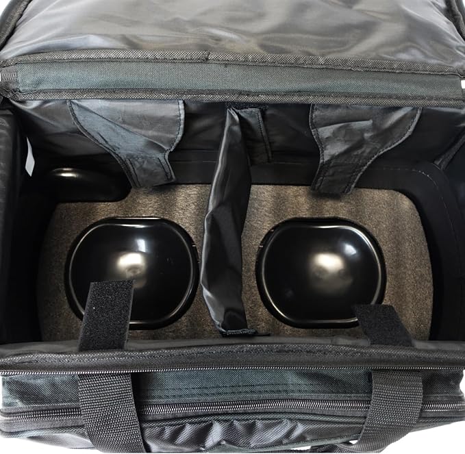 ELITE Deluxe 2 Ball Bowling Bag with 5" Smooth Wheels - Large Accessory Pocket, Shoe Compartment, 36" Extendable Handle