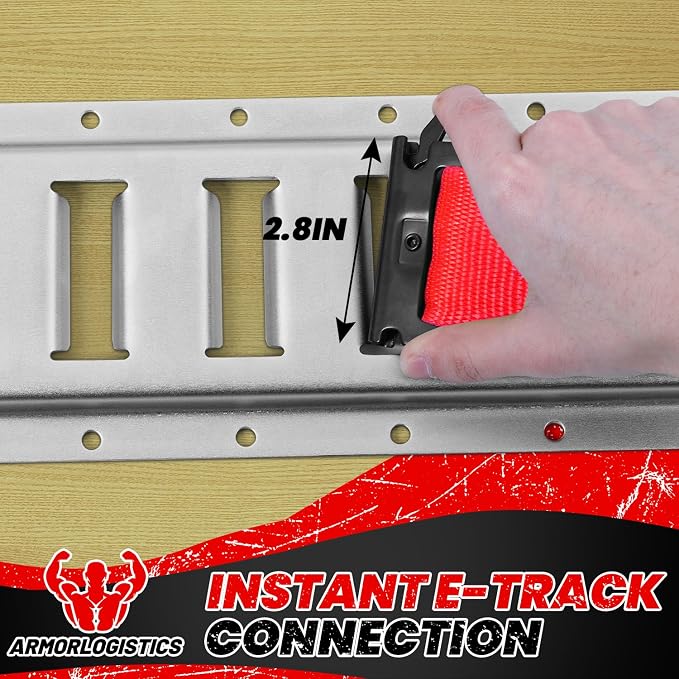 2 Pack E-Track Ratchet Straps, 2" x 8' Heavy Duty Cargo Tie-Downs, 4400LBS Break Strength, Standard E Track Fitting Tie Down, Ultimate Heavy Duty E Track Cargo Strap System for Trailer, Truck