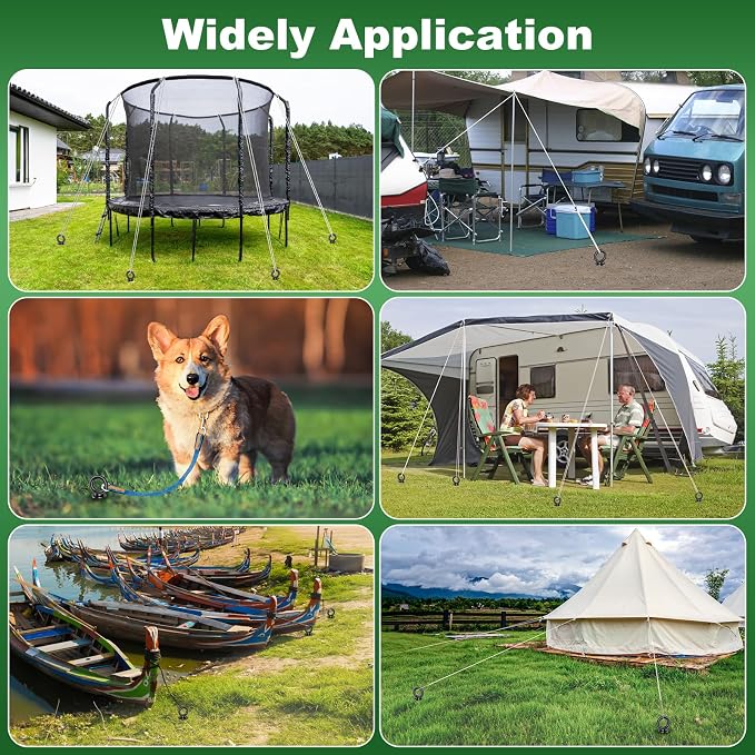 18 Inch Ground Anchors 4 Packs Heavy Duty Fully Welded Trampoline Stakes Screw in Anchors for Swing Set High Wind Tent Hurricane Carport, Shed,Mobile Home