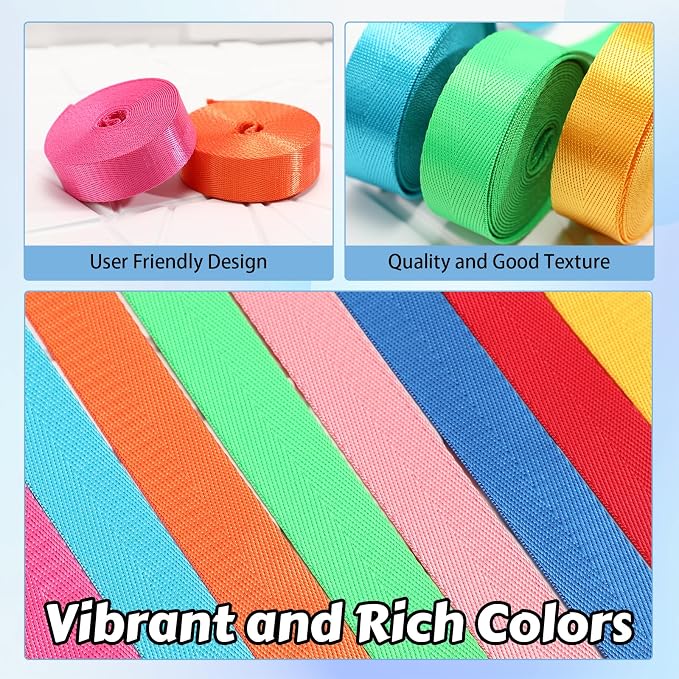 Windyun 24 Rolls Nylon Webbing 1/1.5 Inch Wide Cotton Webbing Strap 3.3 Yard 24 Colors Nylon Straps for Bag Making DIY Craft, Pet Collars, Climbing, Backpack