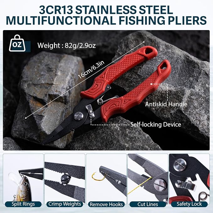 Goture Fishing Lures with Tackle Box and Fishing Tool Kit Set for Adults, Include Fish plier, Fish Ruler, Fishing Gripper,Gloves Weigh Scale with Gift Box