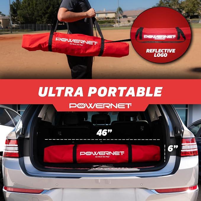 PowerNet Baseball Training Equipment Baseball Net, Portable Softball Batting Practice Pitching Screen, 7-FT I-Screen or A-Frame Pitching Net