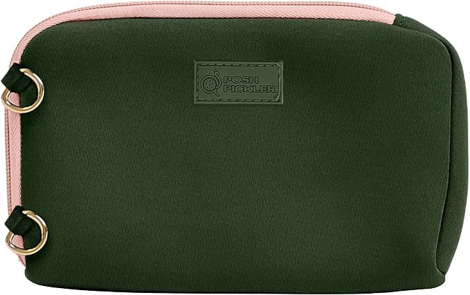 Posh Pickler Clip-On Expandable Neoprene Pouch with Zipper, Weather-Resistant Design, Secure Storage for Keys, Card, Compatible with Crossbody Paddle Cover & Strap, pickleball gifts 7.7" L x 5" W
