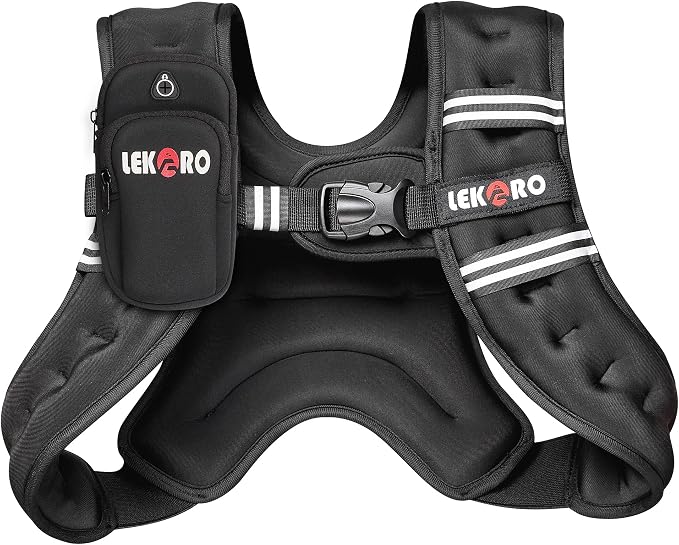 Weighted Vest for Men Women, No-Bounce 6LB 8LB 12LB 16LB 20LB 25LB 30LB Weights Vest with Adjustable Buckles & Reflective Stripes | Weight Vest for Walking Running Hiking Workout