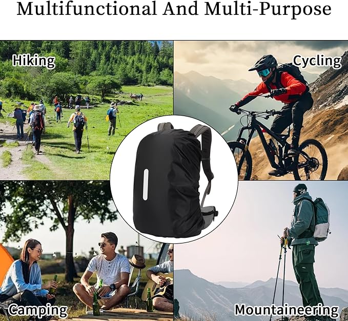 55-110L Waterproof Backpack Rain Cover, Ultralight Rucksack Rain Cover with Reflective Strip & Anti-Slip Cross Buckle Straps & Storage Pouch for Hiking Camping Outdoor Traveling