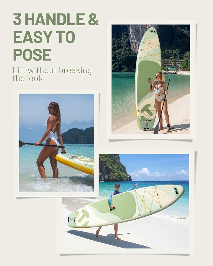 CETANA Extra Wide Inflatable Paddle Board 11'6 x 35" x 6", 450LB High Weight Capacity Wide Stable Stand Up Paddle Board for Beginners, 2–3 Person Large Paddleboard with 3 Fins, Dual Bungee, 15 D Rings