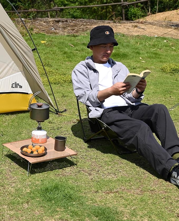 iClimb Mini Solo Folding Table Ultralight Compact for Backpacking Camping Hiking Beach Picnic (Nature - Mini)