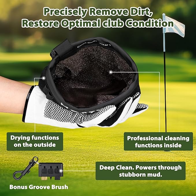 MOSTY Golf Club & Ball Cleaner Bag,Durable Golf Club Cleaning Kit and Ball Washer Pouch,Club Cleaner for Golf Bag, Golf Gifts for Men Women Golfers Him Unique, Essential