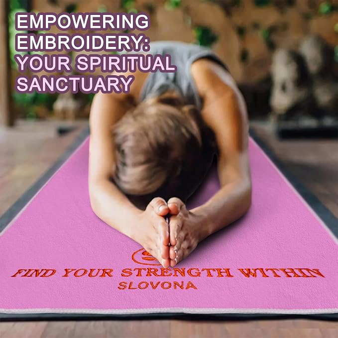 Upgraded Yoga Mat Towel with Bonus Grip Socks, Orchid Purple | Elegant Embroidered, 1-Second Sweat Absorption & Non-Slip | Machine Washable Microfiber | Hot Yoga, Pilates | 73''*27.6''